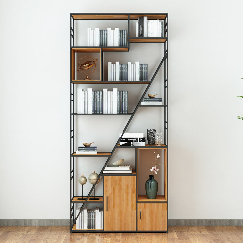 Open Back Bookshelf Industrial Style Bookcase for Home Office 35.4"L x 9.8"W x 78.7"H Clearhalo 'Bookcases' 'furn' 'furn_bookcases' 'Furniture' 'furniture_bookcases' 'kitchen' 'kitchen_bookcases' 'Living Room Furniture' 'Office Furniture' 4750303