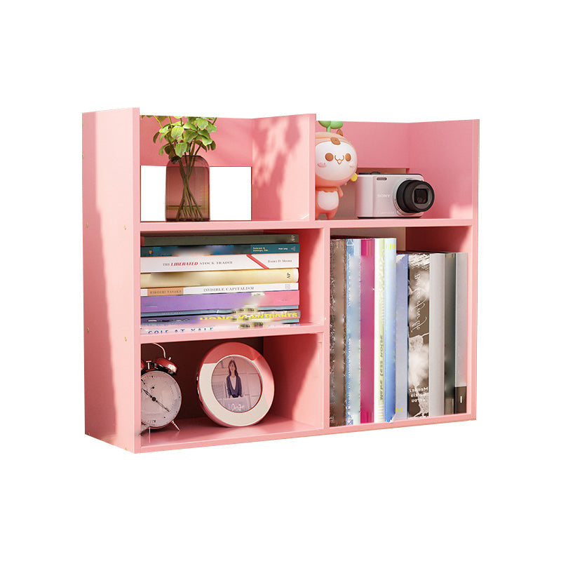 Contemporary Manufactured Wood Geometric Bookshelf Horizontal Open Bookshelf 23.6"L x 7.1"W x 18.9"H Pink Clearhalo 'Bookcases' 'furn' 'furn_bookcases' 'Furniture' 'furniture_bookcases' 'kitchen' 'kitchen_bookcases' 'Living Room Furniture' 'Office Furniture' 4750341