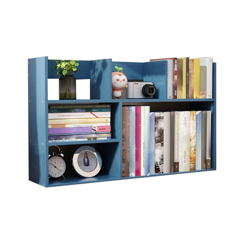 Contemporary Manufactured Wood Geometric Bookshelf Horizontal Open Bookshelf 31.5"L x 7.1"W x 18.9"H Blue Clearhalo 'Bookcases' 'furn' 'furn_bookcases' 'Furniture' 'furniture_bookcases' 'kitchen' 'kitchen_bookcases' 'Living Room Furniture' 'Office Furniture' 4750346