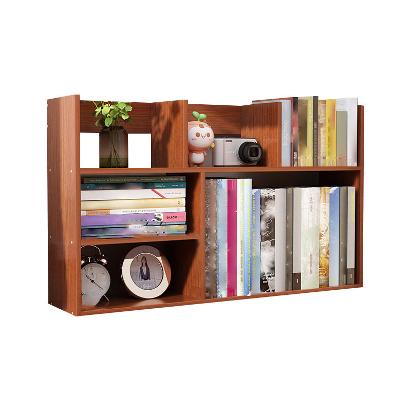 Contemporary Manufactured Wood Geometric Bookshelf Horizontal Open Bookshelf 31.5"L x 7.1"W x 18.9"H Red Brown Clearhalo 'Bookcases' 'furn' 'furn_bookcases' 'Furniture' 'furniture_bookcases' 'kitchen' 'kitchen_bookcases' 'Living Room Furniture' 'Office Furniture' 4750350