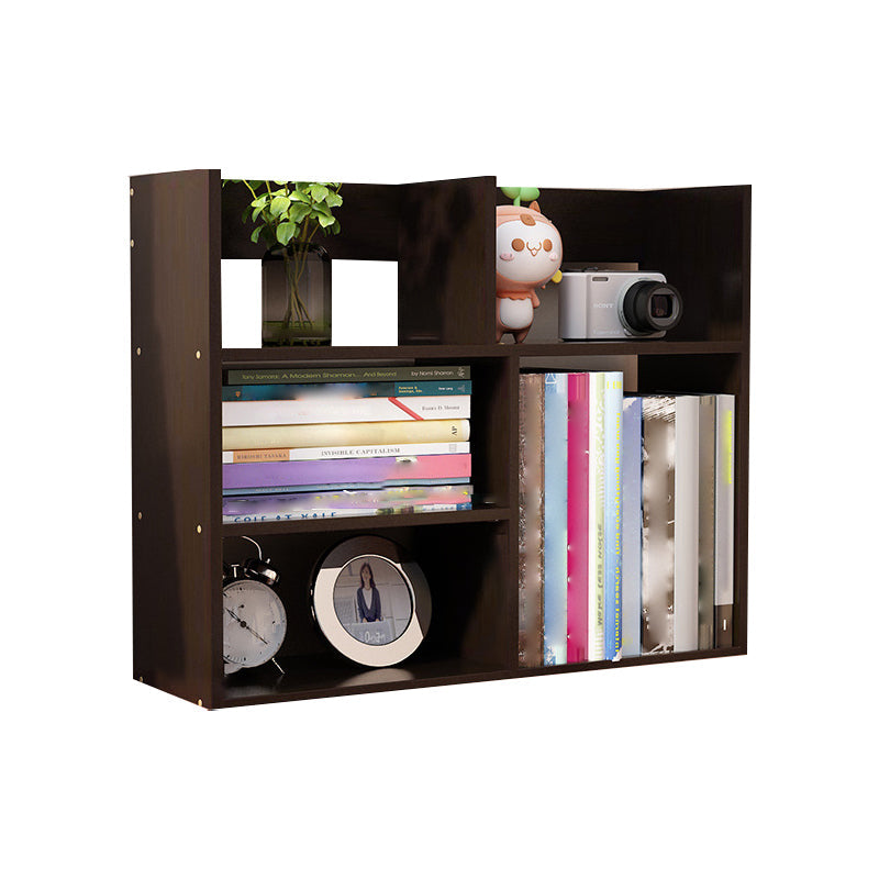 Contemporary Manufactured Wood Geometric Bookshelf Horizontal Open Bookshelf 23.6"L x 7.1"W x 18.9"H Walnut Clearhalo 'Bookcases' 'furn' 'furn_bookcases' 'Furniture' 'furniture_bookcases' 'kitchen' 'kitchen_bookcases' 'Living Room Furniture' 'Office Furniture' 4750354