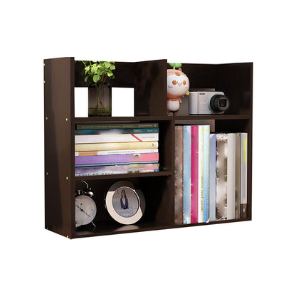 Contemporary Manufactured Wood Geometric Bookshelf Horizontal Open Bookshelf 23.6"L x 7.1"W x 18.9"H Walnut Clearhalo 'Bookcases' 'furn' 'furn_bookcases' 'Furniture' 'furniture_bookcases' 'kitchen' 'kitchen_bookcases' 'Living Room Furniture' 'Office Furniture' 4750354