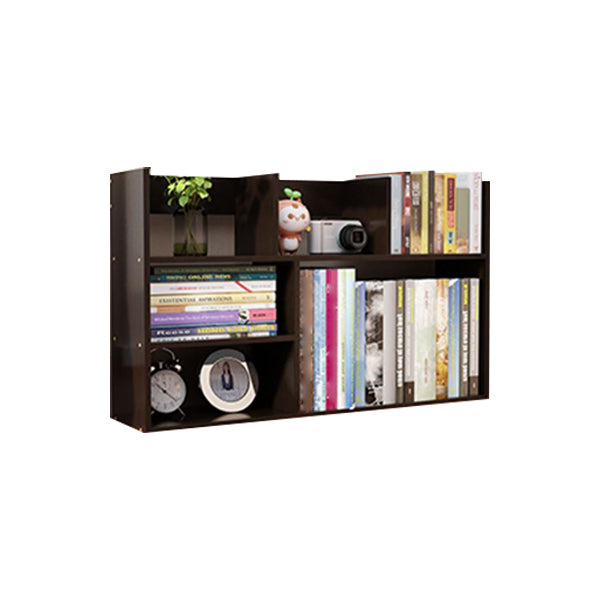 Contemporary Manufactured Wood Geometric Bookshelf Horizontal Open Bookshelf 31.5"L x 7.1"W x 18.9"H Walnut Clearhalo 'Bookcases' 'furn' 'furn_bookcases' 'Furniture' 'furniture_bookcases' 'kitchen' 'kitchen_bookcases' 'Living Room Furniture' 'Office Furniture' 4750355