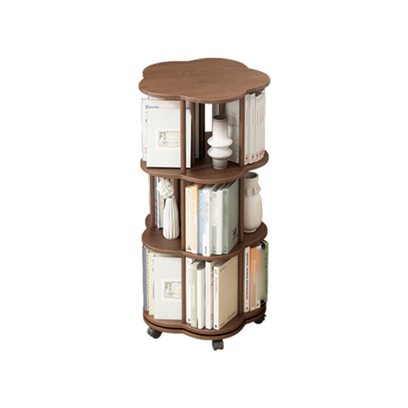 Scandinavian Style Bookshelf with Casters Bookcase for Home Office Study Room Brown 18.9"L x 18.9"W x 38.6"H Clearhalo 'Bookcases' 'Furniture' 'furniture_bookcases' 'kitchen' 'kitchen_bookcases' 'Living Room Furniture' 'Office Furniture' 4750431