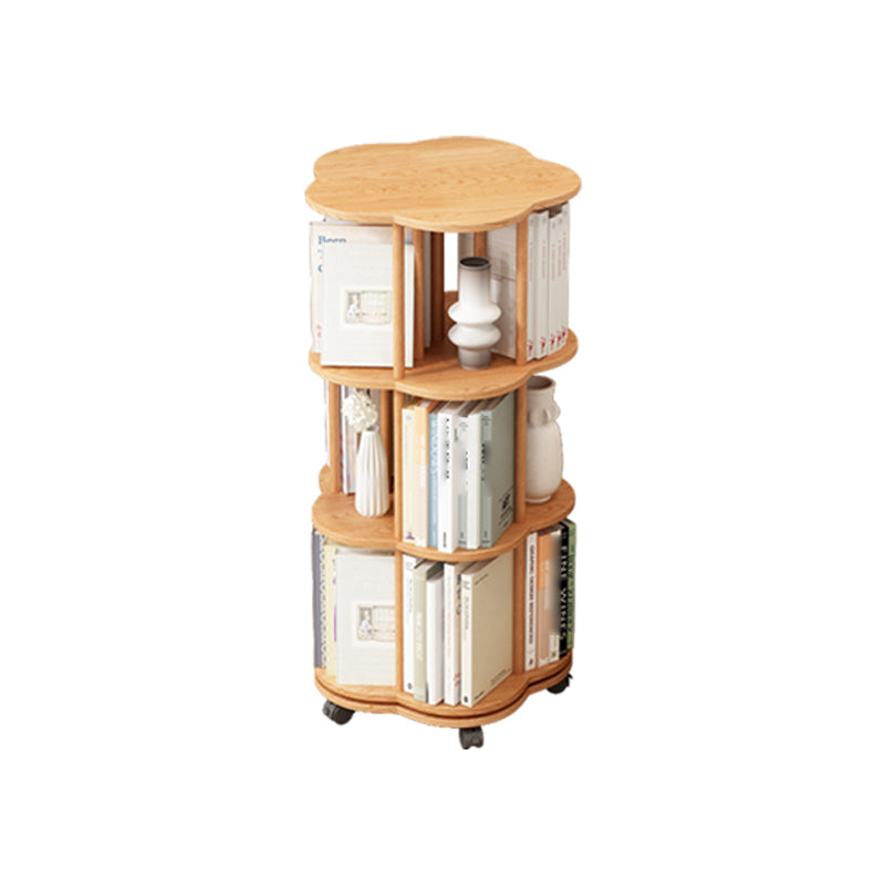 Scandinavian Style Bookshelf with Casters Bookcase for Home Office Study Room Natural 18.9"L x 18.9"W x 38.6"H Clearhalo 'Bookcases' 'Furniture' 'furniture_bookcases' 'kitchen' 'kitchen_bookcases' 'Living Room Furniture' 'Office Furniture' 4750433