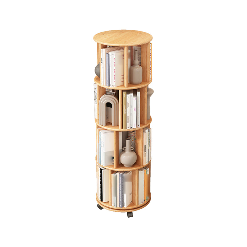 Scandinavian Style Bookshelf with Casters Bookcase for Home Office Study Room Natural 15.7"L x 15.7"W x 50.2"H Clearhalo 'Bookcases' 'Furniture' 'furniture_bookcases' 'kitchen' 'kitchen_bookcases' 'Living Room Furniture' 'Office Furniture' 4750439
