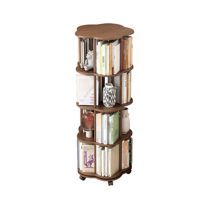 Scandinavian Style Bookshelf with Casters Bookcase for Home Office Study Room Brown 18.9"L x 18.9"W x 50.2"H Clearhalo 'Bookcases' 'Furniture' 'furniture_bookcases' 'kitchen' 'kitchen_bookcases' 'Living Room Furniture' 'Office Furniture' 4750441