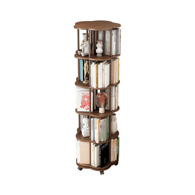 Scandinavian Style Bookshelf with Casters Bookcase for Home Office Study Room Brown 18.9"L x 18.9"W x 61.8"H Clearhalo 'Bookcases' 'Furniture' 'furniture_bookcases' 'kitchen' 'kitchen_bookcases' 'Living Room Furniture' 'Office Furniture' 4750446