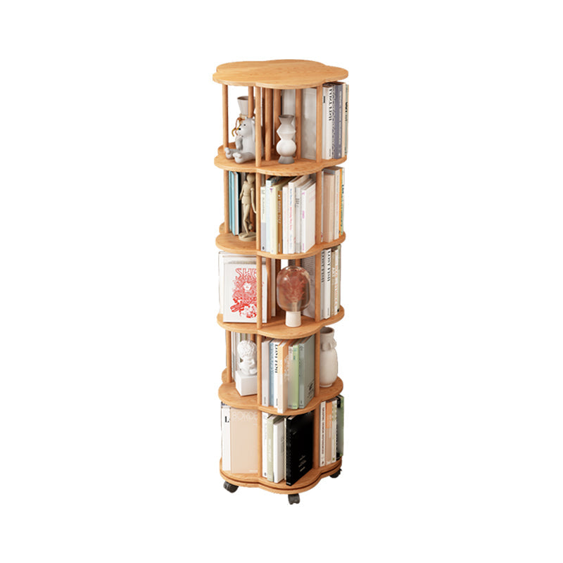 Scandinavian Style Bookshelf with Casters Bookcase for Home Office Study Room Natural 18.9"L x 18.9"W x 61.8"H Clearhalo 'Bookcases' 'Furniture' 'furniture_bookcases' 'kitchen' 'kitchen_bookcases' 'Living Room Furniture' 'Office Furniture' 4750447