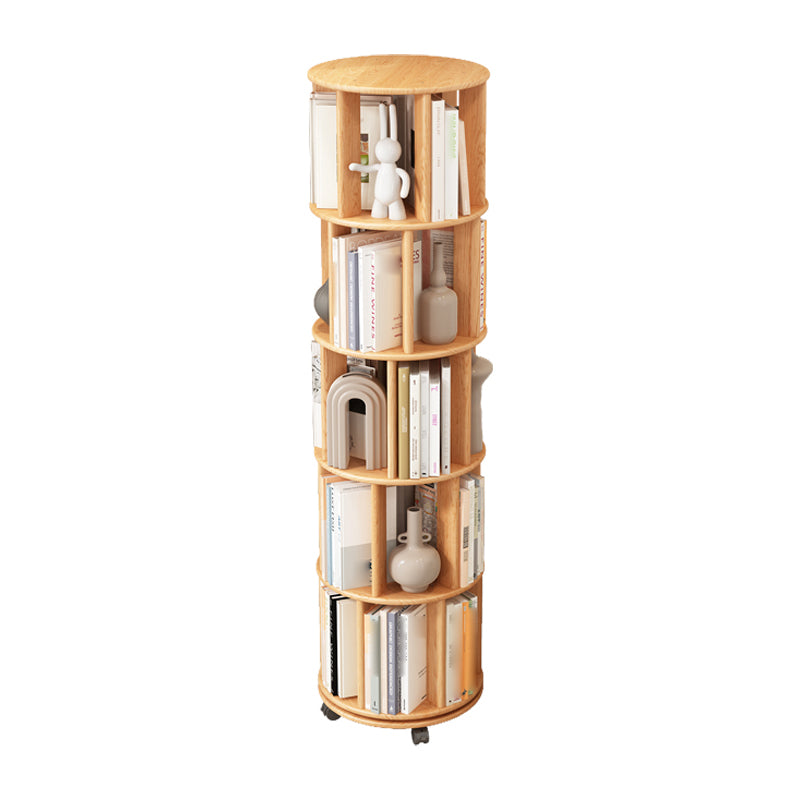 Scandinavian Style Bookshelf with Casters Bookcase for Home Office Study Room Natural 15.7"L x 15.7"W x 61.8"H Clearhalo 'Bookcases' 'Furniture' 'furniture_bookcases' 'kitchen' 'kitchen_bookcases' 'Living Room Furniture' 'Office Furniture' 4750449