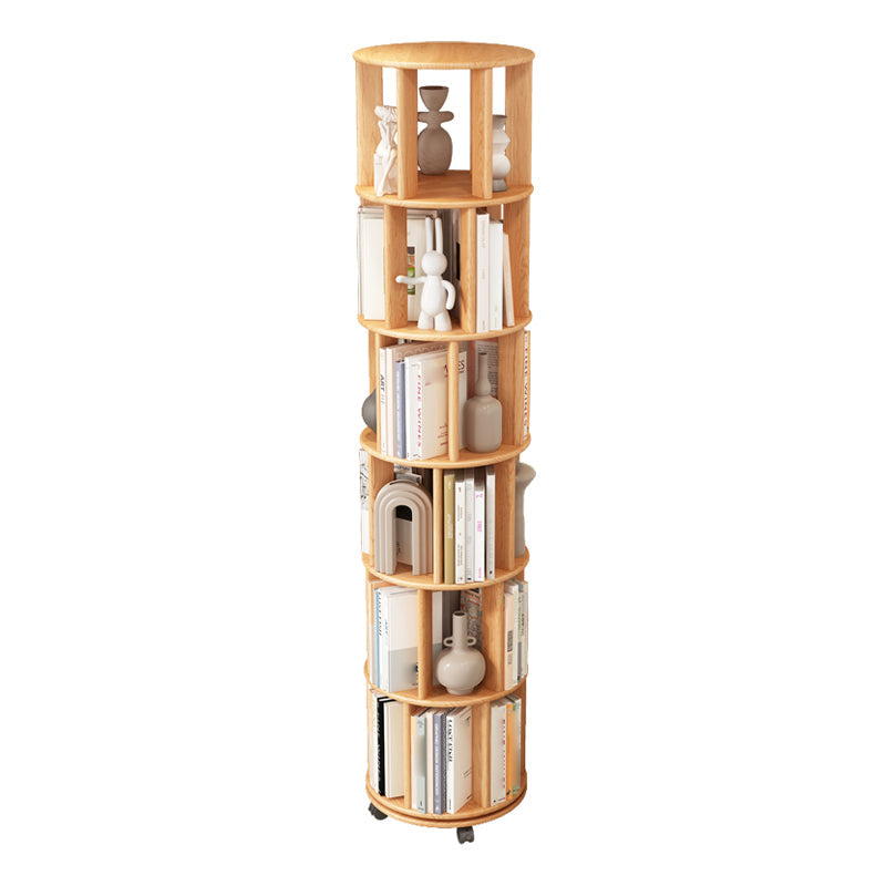 Scandinavian Style Bookshelf with Casters Bookcase for Home Office Study Room Natural 15.7"L x 15.7"W x 73.4"H Clearhalo 'Bookcases' 'Furniture' 'furniture_bookcases' 'kitchen' 'kitchen_bookcases' 'Living Room Furniture' 'Office Furniture' 4750454