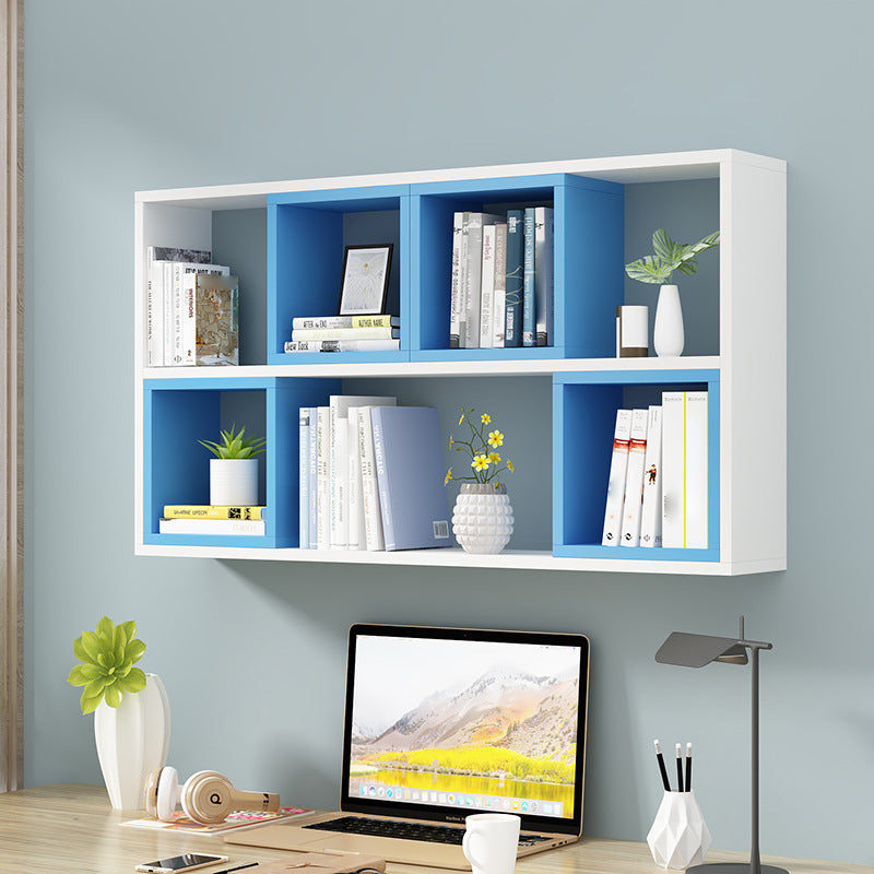 Manufactured Wood Wall Mounted Bookshelf Modern Bookshelf for Home 47.2"L x 7.9"W x 25.6"H White-Blue Clearhalo 'Bookcases' 'furn' 'furn_bookcases' 'Furniture' 'furniture_bookcases' 'kitchen' 'kitchen_bookcases' 'Living Room Furniture' 'Office Furniture' 4750478