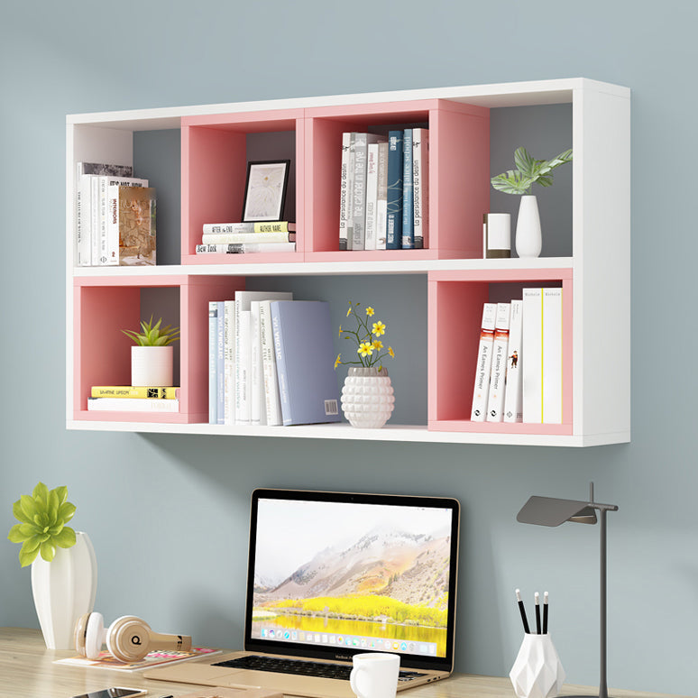 Manufactured Wood Wall Mounted Bookshelf Modern Bookshelf for Home 47.2"L x 7.9"W x 25.6"H White-Pink Clearhalo 'Bookcases' 'furn' 'furn_bookcases' 'Furniture' 'furniture_bookcases' 'kitchen' 'kitchen_bookcases' 'Living Room Furniture' 'Office Furniture' 4750485