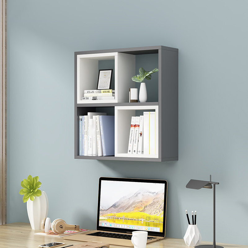 Manufactured Wood Wall Mounted Bookshelf Modern Bookshelf for Home 23.6"L x 7.9"W x 25.6"H Gray-White Clearhalo 'Bookcases' 'furn' 'furn_bookcases' 'Furniture' 'furniture_bookcases' 'kitchen' 'kitchen_bookcases' 'Living Room Furniture' 'Office Furniture' 4750490