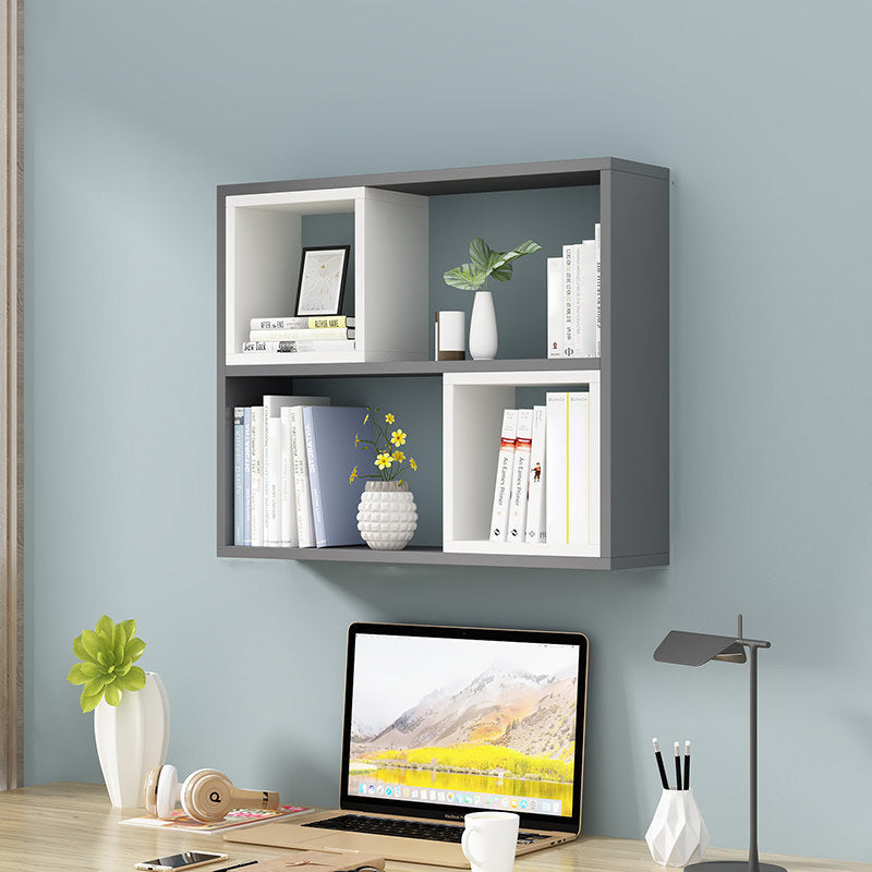 Manufactured Wood Wall Mounted Bookshelf Modern Bookshelf for Home 31.5"L x 7.9"W x 25.6"H Gray-White Clearhalo 'Bookcases' 'furn' 'furn_bookcases' 'Furniture' 'furniture_bookcases' 'kitchen' 'kitchen_bookcases' 'Living Room Furniture' 'Office Furniture' 4750491
