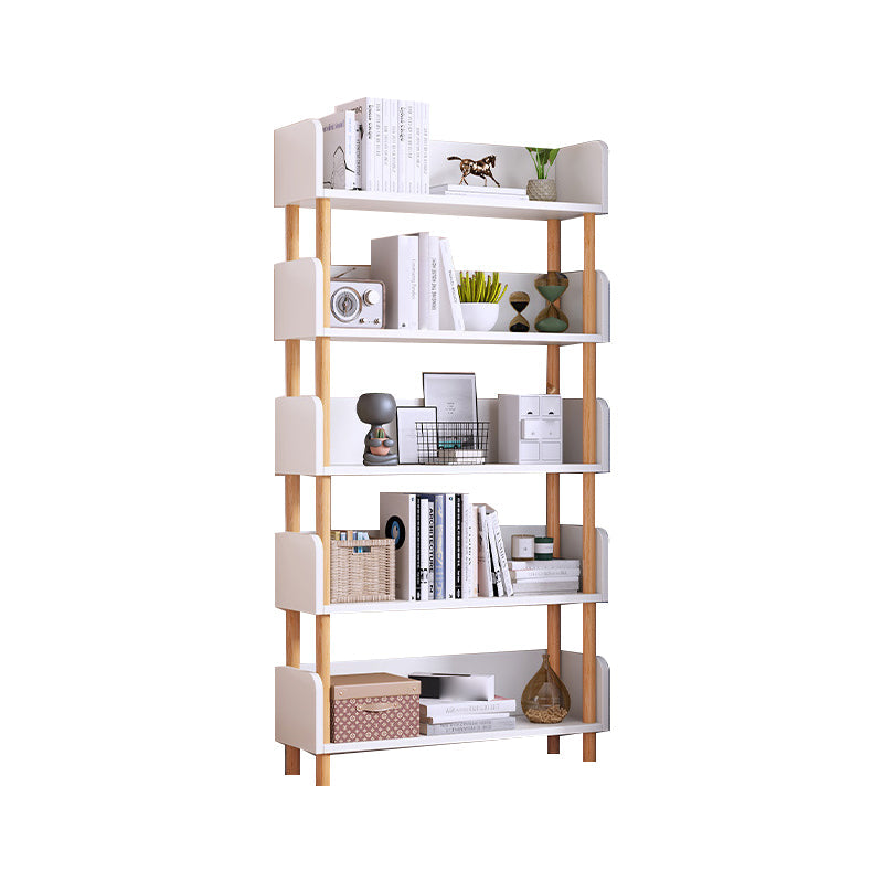 Manufactured Wood Etagere Bookshelf Modern Vertical Open Bookshelf 31.5"L x 10.2"W x 58.9"H White Clearhalo 'Bookcases' 'furn' 'furn_bookcases' 'Furniture' 'furniture_bookcases' 'kitchen' 'kitchen_bookcases' 'Living Room Furniture' 'Office Furniture' 4750516