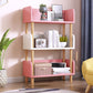 Manufactured Wood Etagere Bookshelf Modern Vertical Open Bookshelf 15.7"L x 9.4"W x 34.3"H White-Pink Clearhalo 'Bookcases' 'furn' 'furn_bookcases' 'Furniture' 'furniture_bookcases' 'kitchen' 'kitchen_bookcases' 'Living Room Furniture' 'Office Furniture' 4750522