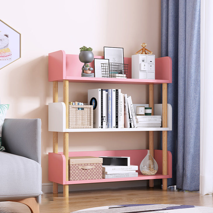 Manufactured Wood Etagere Bookshelf Modern Vertical Open Bookshelf 23.6"L x 9.4"W x 34.3"H White-Pink Clearhalo 'Bookcases' 'furn' 'furn_bookcases' 'Furniture' 'furniture_bookcases' 'kitchen' 'kitchen_bookcases' 'Living Room Furniture' 'Office Furniture' 4750524