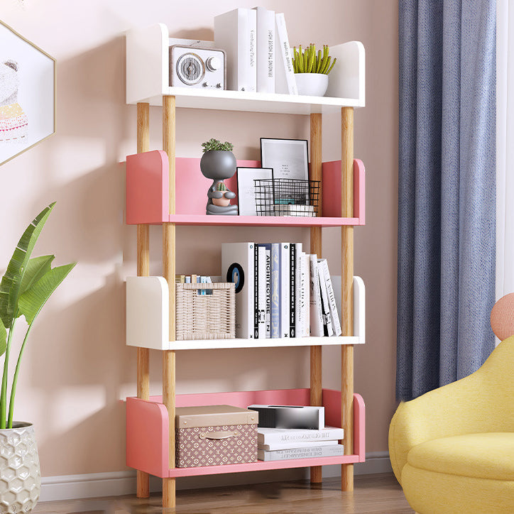 Manufactured Wood Etagere Bookshelf Modern Vertical Open Bookshelf 15.7"L x 9.4"W x 46.5"H White-Pink Clearhalo 'Bookcases' 'furn' 'furn_bookcases' 'Furniture' 'furniture_bookcases' 'kitchen' 'kitchen_bookcases' 'Living Room Furniture' 'Office Furniture' 4750525