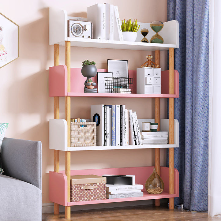Manufactured Wood Etagere Bookshelf Modern Vertical Open Bookshelf White-Pink Clearhalo 'Bookcases' 'furn' 'furn_bookcases' 'Furniture' 'furniture_bookcases' 'kitchen' 'kitchen_bookcases' 'Living Room Furniture' 'Office Furniture' 4750526