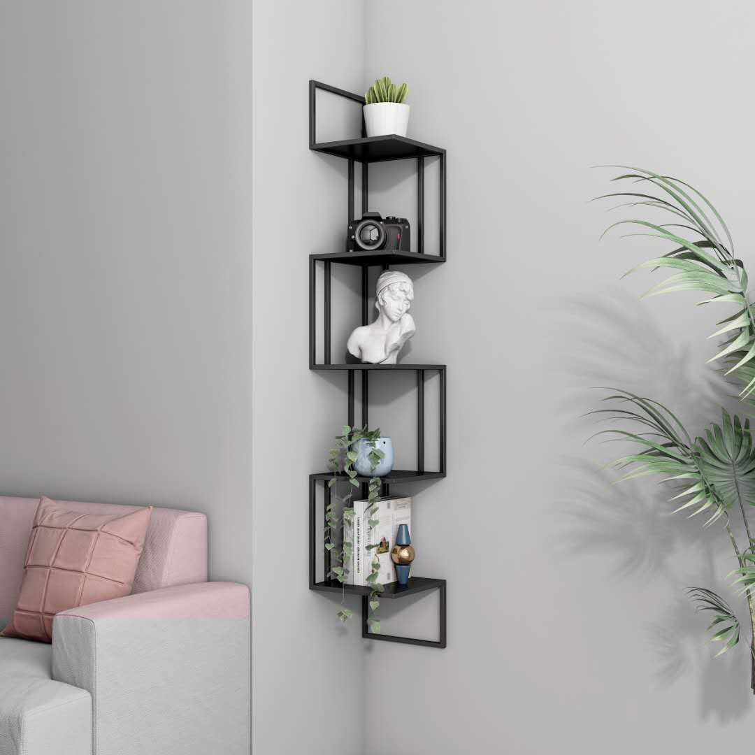 Closed Back Bookshelf Contemporary Style Wall Mounted Bookcase for Office Home Study Room 8.3"L x 8.3"W x 47.2"H Black Clearhalo 'Bookcases' 'furn' 'furn_bookcases' 'Furniture' 'furniture_bookcases' 'kitchen' 'kitchen_bookcases' 'Living Room Furniture' 'Office Furniture' 4750544