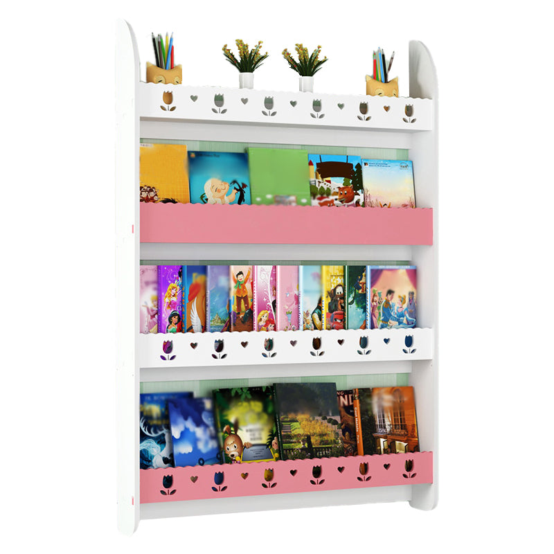 Contemporary Wall Unit Bookshelf Solid and Manufactured Wood Bookshelf 31.5"L x 4.3"W x 46.5"H White-Pink Clearhalo 'Bookcases' 'furn' 'furn_bookcases' 'Furniture' 'furniture_bookcases' 'kitchen' 'kitchen_bookcases' 'Living Room Furniture' 'Office Furniture' 4750559