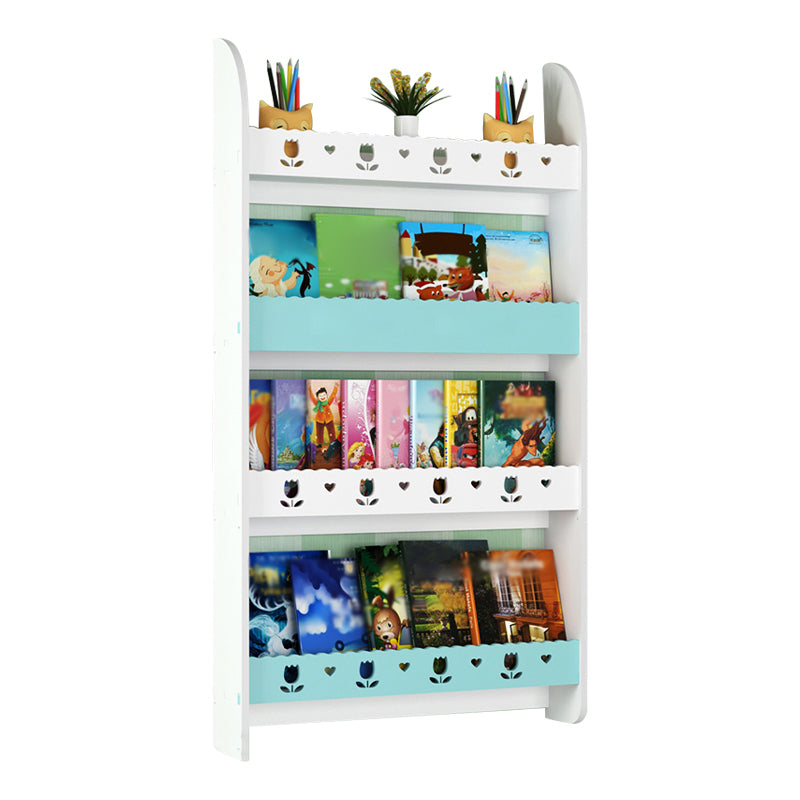 Contemporary Wall Unit Bookshelf Solid and Manufactured Wood Bookshelf 23.6"L x 4.3"W x 46.5"H White-Blue Clearhalo 'Bookcases' 'furn' 'furn_bookcases' 'Furniture' 'furniture_bookcases' 'kitchen' 'kitchen_bookcases' 'Living Room Furniture' 'Office Furniture' 4750561