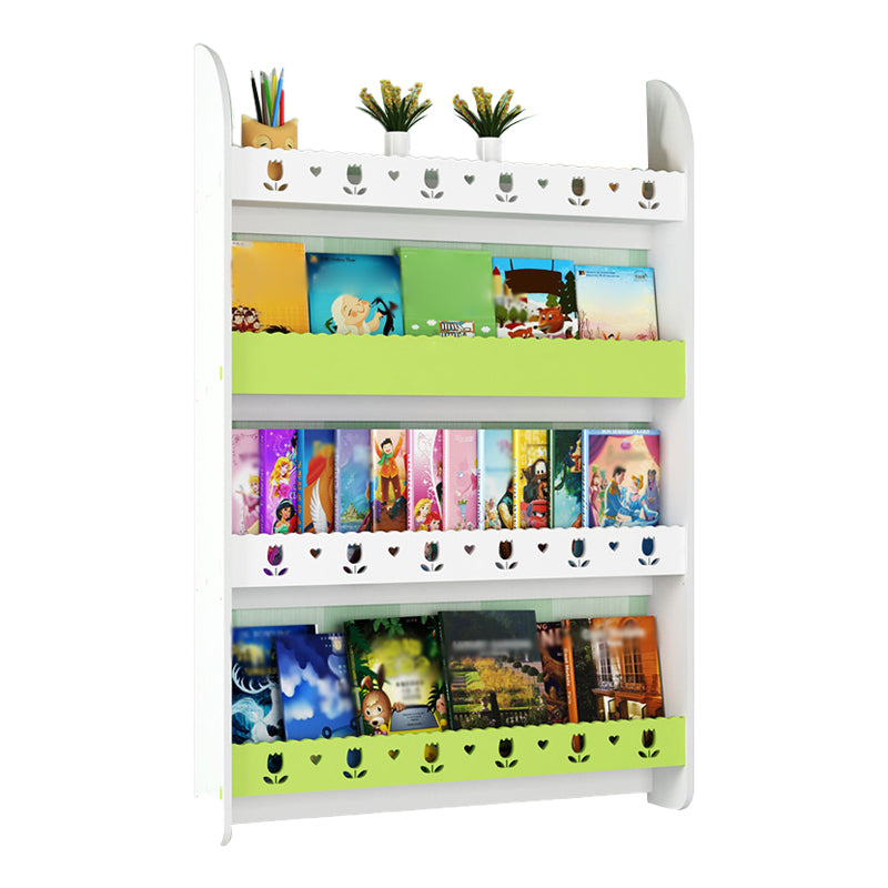 Contemporary Wall Unit Bookshelf Solid and Manufactured Wood Bookshelf 31.5"L x 4.3"W x 46.5"H White-Green Clearhalo 'Bookcases' 'furn' 'furn_bookcases' 'Furniture' 'furniture_bookcases' 'kitchen' 'kitchen_bookcases' 'Living Room Furniture' 'Office Furniture' 4750566
