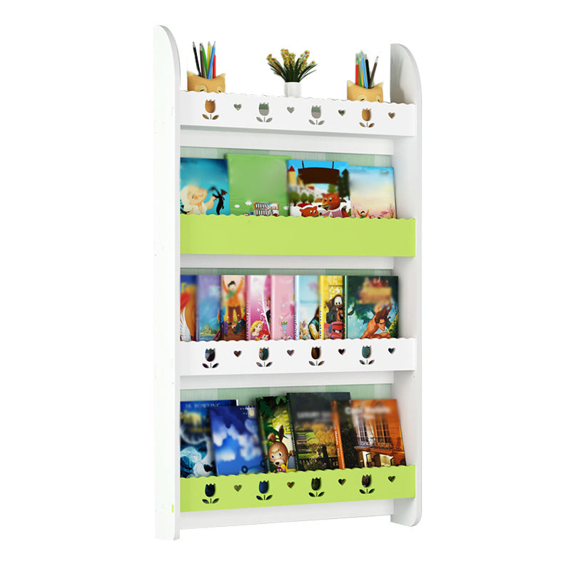 Contemporary Wall Unit Bookshelf Solid and Manufactured Wood Bookshelf 23.6"L x 4.3"W x 46.5"H White-Green Clearhalo 'Bookcases' 'furn' 'furn_bookcases' 'Furniture' 'furniture_bookcases' 'kitchen' 'kitchen_bookcases' 'Living Room Furniture' 'Office Furniture' 4750567