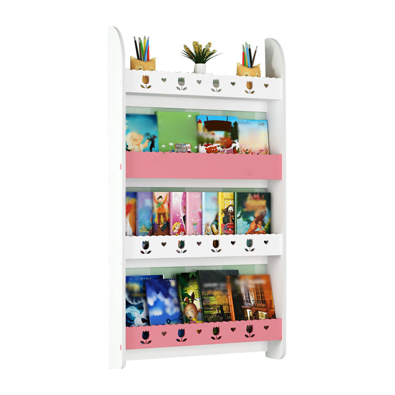 Contemporary Wall Unit Bookshelf Solid and Manufactured Wood Bookshelf 23.6"L x 4.3"W x 46.5"H White-Pink Clearhalo 'Bookcases' 'furn' 'furn_bookcases' 'Furniture' 'furniture_bookcases' 'kitchen' 'kitchen_bookcases' 'Living Room Furniture' 'Office Furniture' 4750568