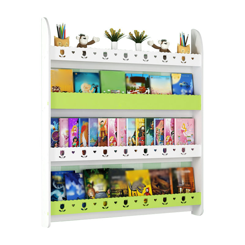 Contemporary Wall Unit Bookshelf Solid and Manufactured Wood Bookshelf 39.4"L x 4.3"W x 46.5"H White-Green Clearhalo 'Bookcases' 'furn' 'furn_bookcases' 'Furniture' 'furniture_bookcases' 'kitchen' 'kitchen_bookcases' 'Living Room Furniture' 'Office Furniture' 4750570