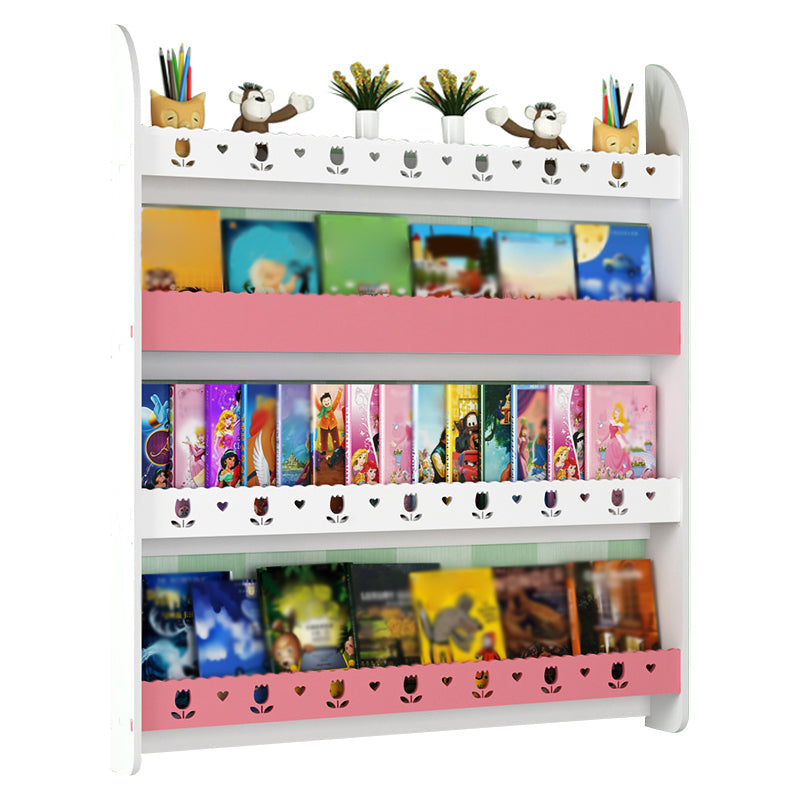 Contemporary Wall Unit Bookshelf Solid and Manufactured Wood Bookshelf 39.4"L x 4.3"W x 46.5"H White-Pink Clearhalo 'Bookcases' 'furn' 'furn_bookcases' 'Furniture' 'furniture_bookcases' 'kitchen' 'kitchen_bookcases' 'Living Room Furniture' 'Office Furniture' 4750571