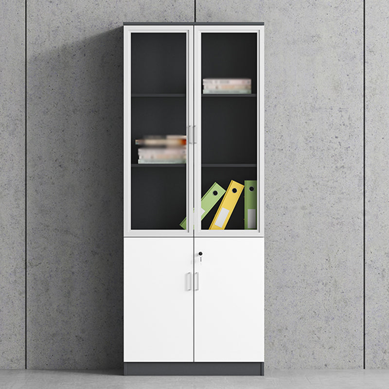 Contemporary Style Bookshelf for Home Office Study Room Bookcase with Door 31"L x 16"W x 79"H Black White Clearhalo 'Bookcases' 'furn' 'furn_bookcases' 'Furniture' 'furniture_bookcases' 'kitchen' 'kitchen_bookcases' 'Living Room Furniture' 'Office Furniture' 4750686