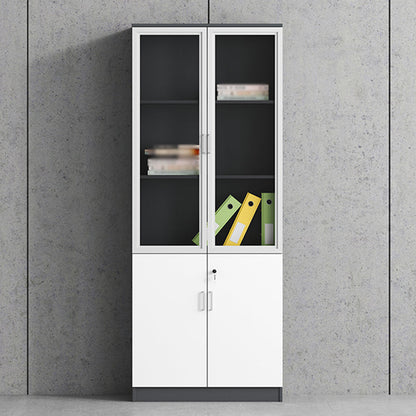 Contemporary Style Bookshelf for Home Office Study Room Bookcase with Door 31"L x 16"W x 79"H Black White Clearhalo 'Bookcases' 'furn' 'furn_bookcases' 'Furniture' 'furniture_bookcases' 'kitchen' 'kitchen_bookcases' 'Living Room Furniture' 'Office Furniture' 4750686