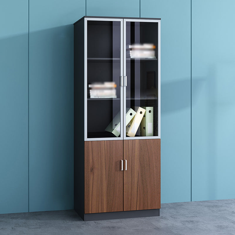 Contemporary Style Bookshelf for Home Office Study Room Bookcase with Door 31"L x 16"W x 79"H Brown Clearhalo 'Bookcases' 'furn' 'furn_bookcases' 'Furniture' 'furniture_bookcases' 'kitchen' 'kitchen_bookcases' 'Living Room Furniture' 'Office Furniture' 4750691