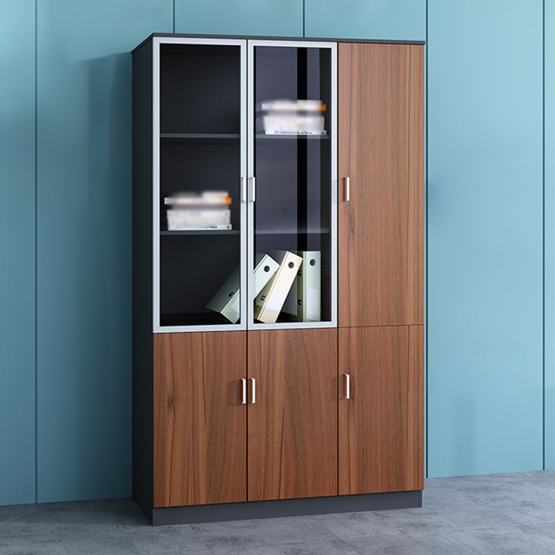 Contemporary Style Bookshelf for Home Office Study Room Bookcase with Door 47"L x 16"W x 79"H Brown Clearhalo 'Bookcases' 'furn' 'furn_bookcases' 'Furniture' 'furniture_bookcases' 'kitchen' 'kitchen_bookcases' 'Living Room Furniture' 'Office Furniture' 4750693
