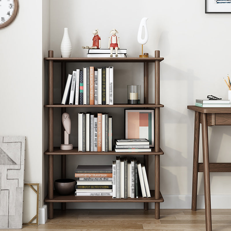 Modern Style Open Bookshelf Solid Wood Etagere Shelf Bookcase for Home 31.5"L x 11.8"W x 44.5"H Walnut Clearhalo 'Bookcases' 'furn' 'furn_bookcases' 'Furniture' 'furniture_bookcases' 'kitchen' 'kitchen_bookcases' 'Living Room Furniture' 'Office Furniture' 4750704