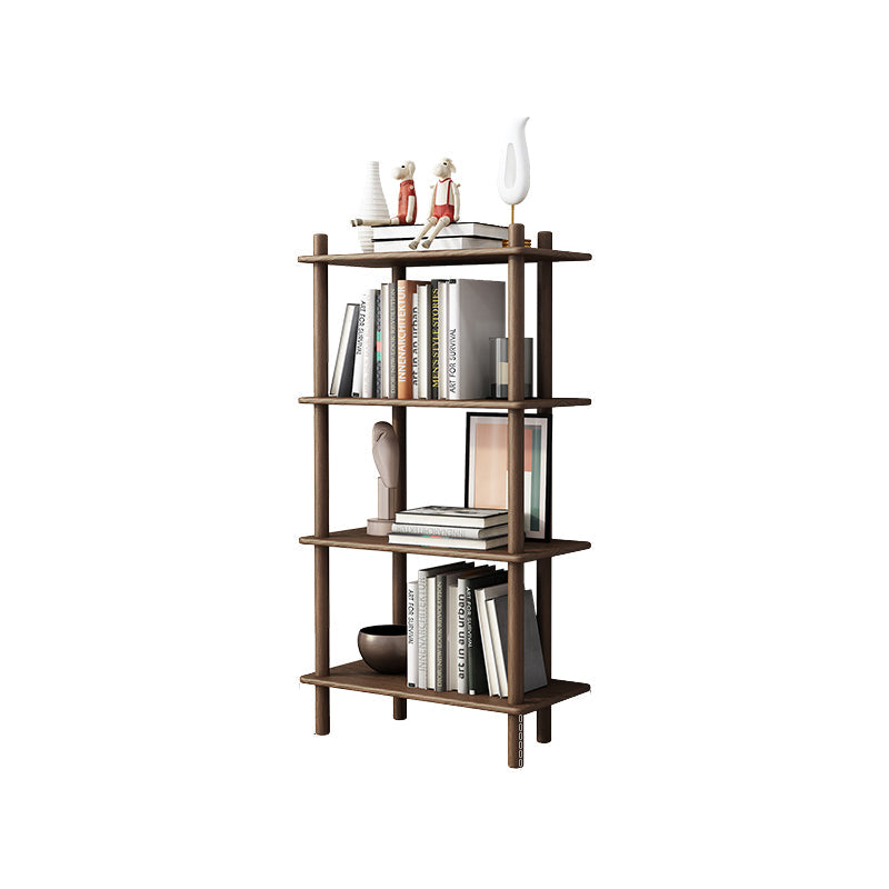 Modern Style Open Bookshelf Solid Wood Etagere Shelf Bookcase for Home 23.6"L x 11.8"W x 44.5"H Walnut Clearhalo 'Bookcases' 'furn' 'furn_bookcases' 'Furniture' 'furniture_bookcases' 'kitchen' 'kitchen_bookcases' 'Living Room Furniture' 'Office Furniture' 4750708