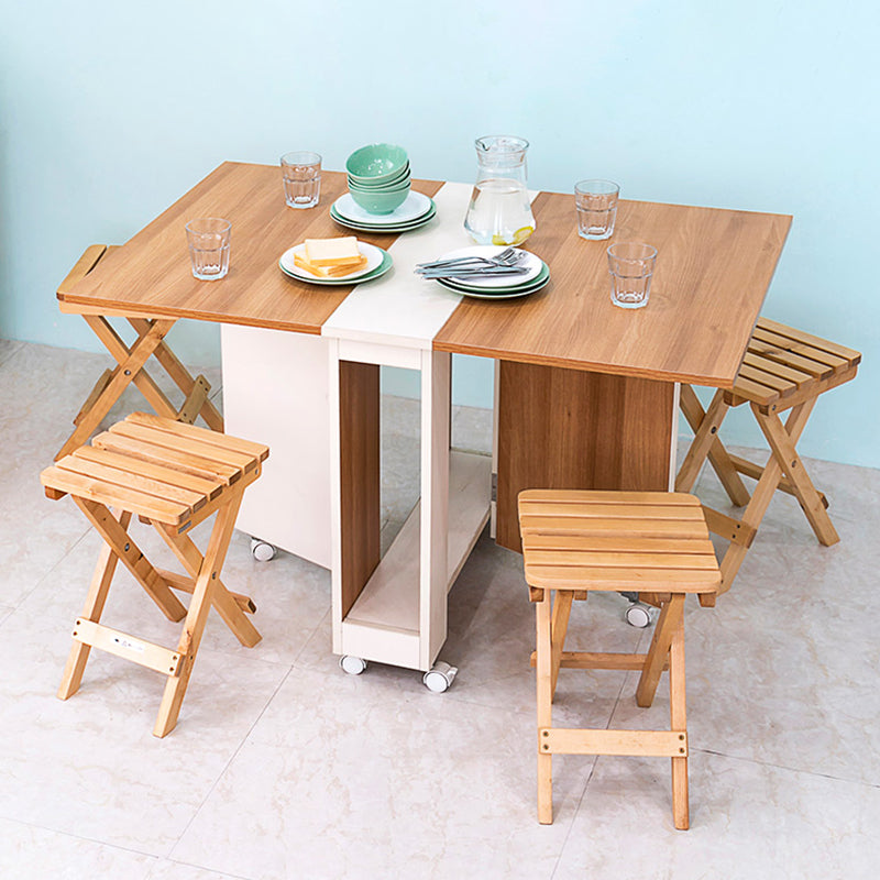 Modern 1/2/3/4/5/6/7 Pieces Foldable Dinette Set Engineered Wood Dining Table Set 5 Pieces: Table, 4 Chairs Clearhalo 'Dining Room Sets' 'Dining Tables & Seating' 'dining_room_set' 'Furniture' 'furniture_dining_room_set' 'Kitchen & Dining Furniture' 4751379