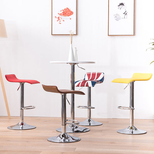 Contemporary PU Leather Swivel Barstool Indoor Bar Stool with Low Back Clearhalo 'Bar Furniture' 'Bar Stools' 'bar_stools' 'furn' 'furn_bar_stools' 'Furniture' 'furniture_bar_stools' 'Kitchen & Dining Furniture' 4757295
