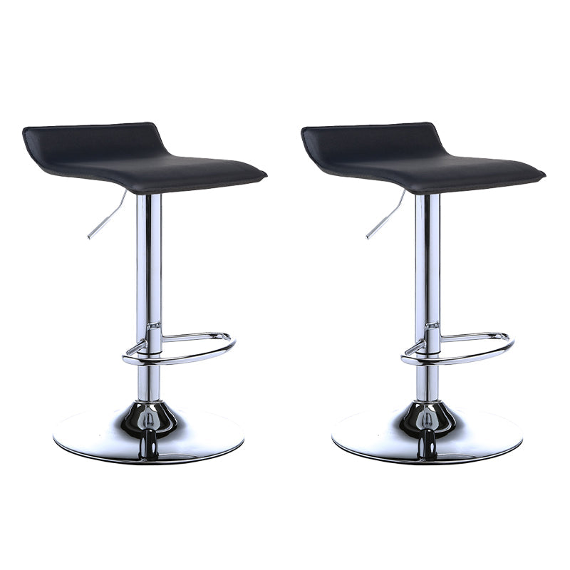 Contemporary PU Leather Swivel Barstool Indoor Bar Stool with Low Back Black 2 Piece Set Clearhalo 'Bar Furniture' 'Bar Stools' 'bar_stools' 'furn' 'furn_bar_stools' 'Furniture' 'furniture_bar_stools' 'Kitchen & Dining Furniture' 4757307