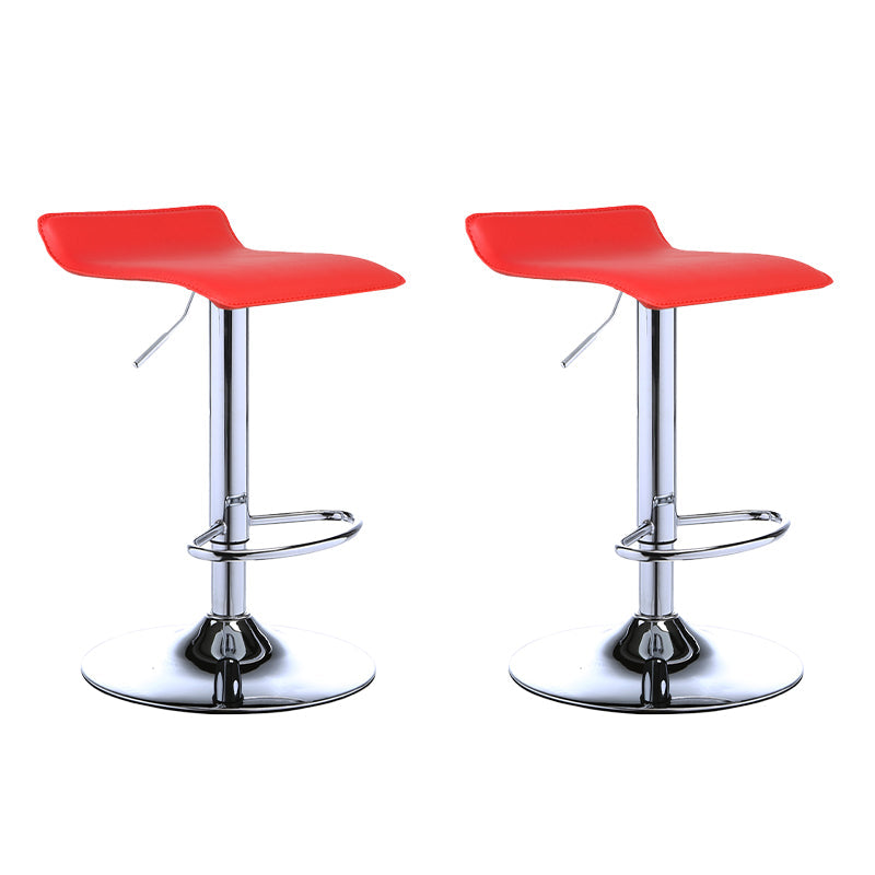 Contemporary PU Leather Swivel Barstool Indoor Bar Stool with Low Back Red 2 Piece Set Clearhalo 'Bar Furniture' 'Bar Stools' 'bar_stools' 'furn' 'furn_bar_stools' 'Furniture' 'furniture_bar_stools' 'Kitchen & Dining Furniture' 4757308