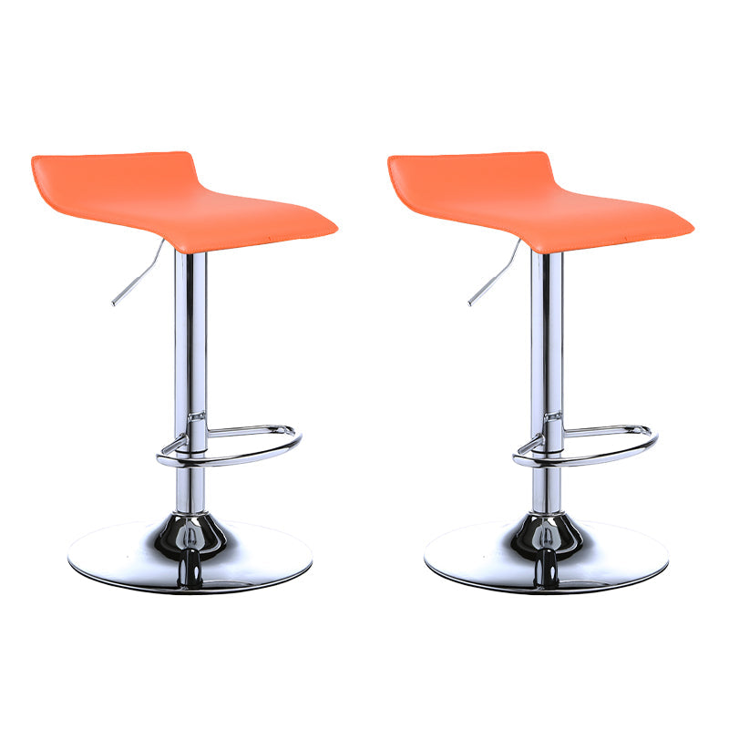 Contemporary PU Leather Swivel Barstool Indoor Bar Stool with Low Back Orange 2 Piece Set Clearhalo 'Bar Furniture' 'Bar Stools' 'bar_stools' 'furn' 'furn_bar_stools' 'Furniture' 'furniture_bar_stools' 'Kitchen & Dining Furniture' 4757310