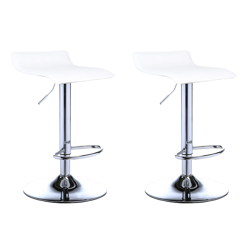 Contemporary PU Leather Swivel Barstool Indoor Bar Stool with Low Back White 2 Piece Set Clearhalo 'Bar Furniture' 'Bar Stools' 'bar_stools' 'furn' 'furn_bar_stools' 'Furniture' 'furniture_bar_stools' 'Kitchen & Dining Furniture' 4757311