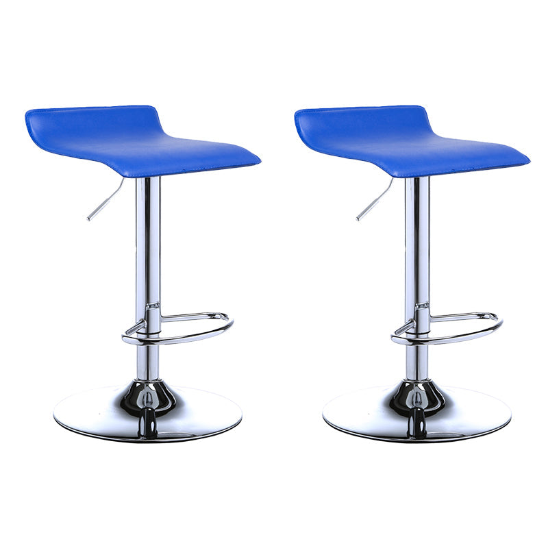 Contemporary PU Leather Swivel Barstool Indoor Bar Stool with Low Back Blue 2 Piece Set Clearhalo 'Bar Furniture' 'Bar Stools' 'bar_stools' 'furn' 'furn_bar_stools' 'Furniture' 'furniture_bar_stools' 'Kitchen & Dining Furniture' 4757312