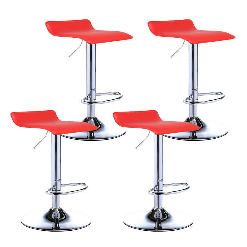 Contemporary PU Leather Swivel Barstool Indoor Bar Stool with Low Back Red 4 Piece Set Clearhalo 'Bar Furniture' 'Bar Stools' 'bar_stools' 'furn' 'furn_bar_stools' 'Furniture' 'furniture_bar_stools' 'Kitchen & Dining Furniture' 4757314