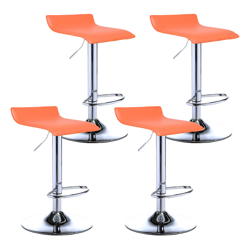 Contemporary PU Leather Swivel Barstool Indoor Bar Stool with Low Back Orange 4 Piece Set Clearhalo 'Bar Furniture' 'Bar Stools' 'bar_stools' 'furn' 'furn_bar_stools' 'Furniture' 'furniture_bar_stools' 'Kitchen & Dining Furniture' 4757316