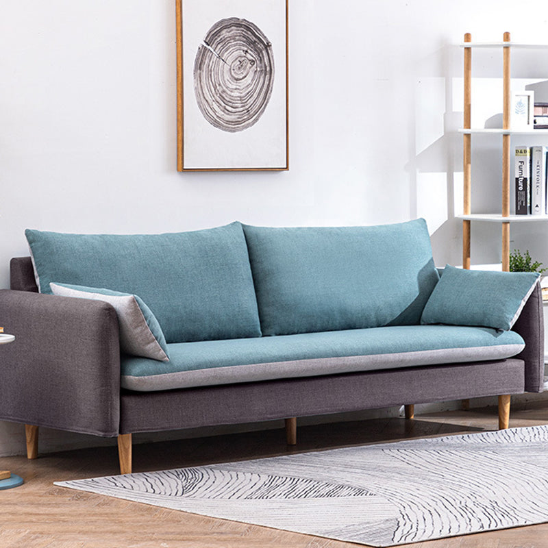 Modern Wood Legs Fabric Sofa Standard Square Arm Loose Back Sofa 47"L x 28"W x 28"H Dark Gray Blue Clearhalo 'furn' 'furn_sofas' 'Furniture' 'furniture_sofas' 'kitchen' 'kitchen_sofas' 'Living Room Furniture' 'Sofa' 'sofas' 4757945