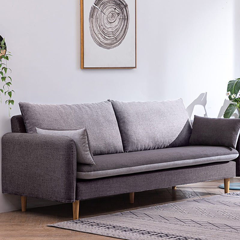Modern Wood Legs Fabric Sofa Standard Square Arm Loose Back Sofa Dark Gray Gray Clearhalo 'furn' 'furn_sofas' 'Furniture' 'furniture_sofas' 'kitchen' 'kitchen_sofas' 'Living Room Furniture' 'Sofa' 'sofas' 4757946