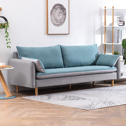 Modern Wood Legs Fabric Sofa Standard Square Arm Loose Back Sofa Light Gray Blue Clearhalo 'furn' 'furn_sofas' 'Furniture' 'furniture_sofas' 'kitchen' 'kitchen_sofas' 'Living Room Furniture' 'Sofa' 'sofas' 4757947